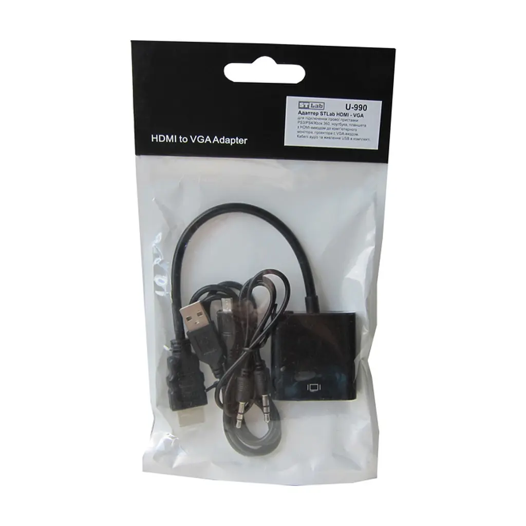 Перехідник ST-Lab HDMI male to VGA F (з кабелями аудіо і живлення від USB) (U-990) - фото 10