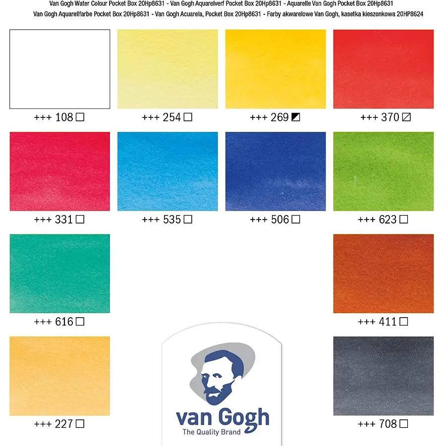 Набір акварельних фарб Van Gogh Pocket Box 12 кювет + пензлик Royal Talens (8712079341107) - фото 2