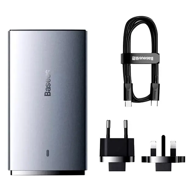 Зарядний пристрій Baseus GaN5 Pro Ultra-Slim 65W 1Type-C+1USB+Cable Type-C to Type-C 100W CCGP150113 Grey - фото 4