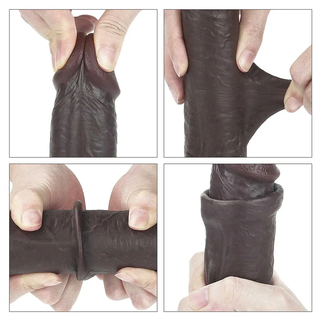 Фаллоимитатор LoveToy Sliding Skin из двойного материала 23 см коричневый - фото 19