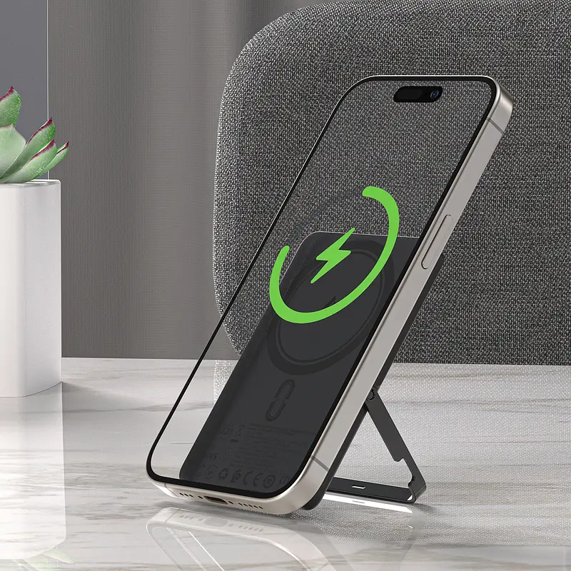 Зовнішній акумулятор Acefast M16-5000 PD18W ultra-thin magnetic wireless charging power bank with stand Black (6974316283997) - фото 8