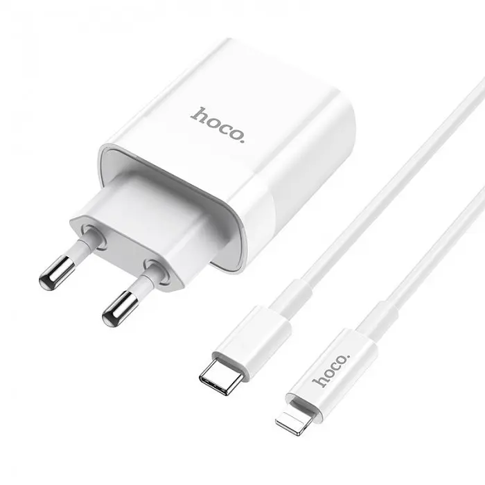 Сетевое зарядное устройство Hoco C80A Rapido PD18W+QC3.0 charger set Type-C to Lightning - фото 2