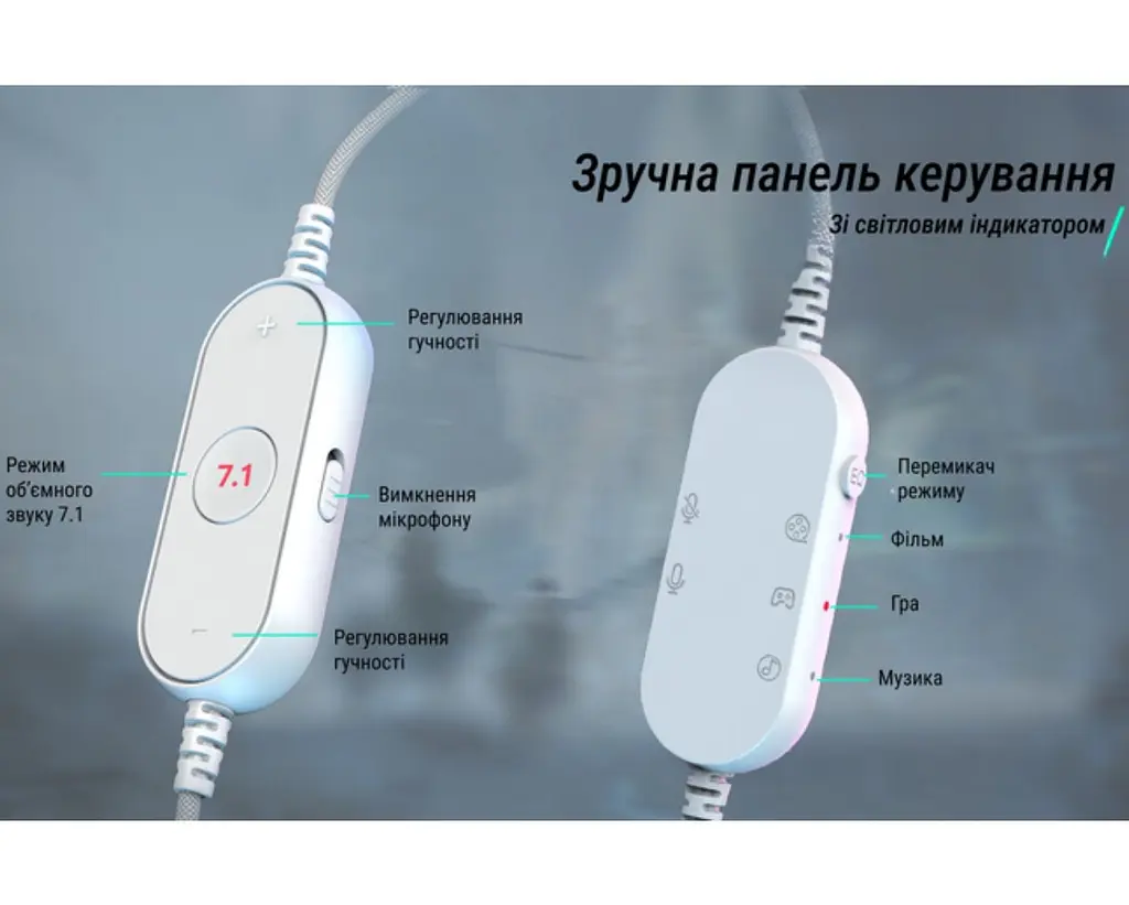 Ігрові навушники з мікрофоном Fifine H-6W RGB USB 7.1 White - фото 7