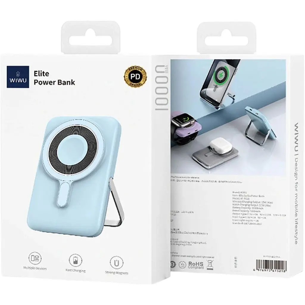 Зовнішній акумулятор WiWU Elite Wi-P018 10000mAh Blue [161278] - фото 4