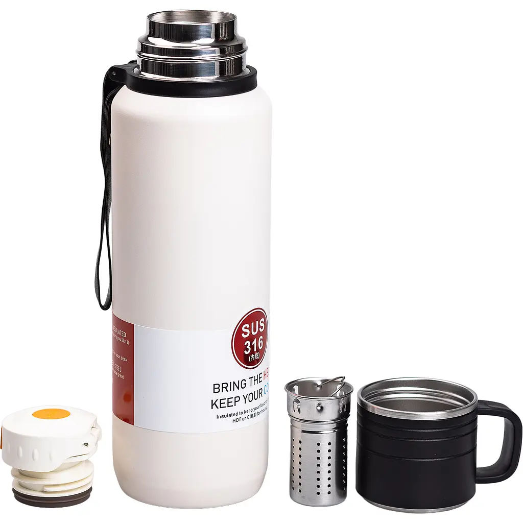 Термос High Bottle 1 л із заварником та фліп кришкою, білий Yiwu HP-14-28W - фото 5