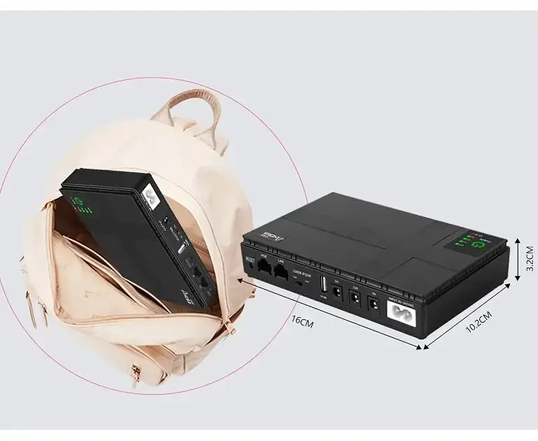 Источник бесперебойного питания для роутеров Andes Mini UPS 8800 мАч 5-9-12В (DC1018P) - фото 5