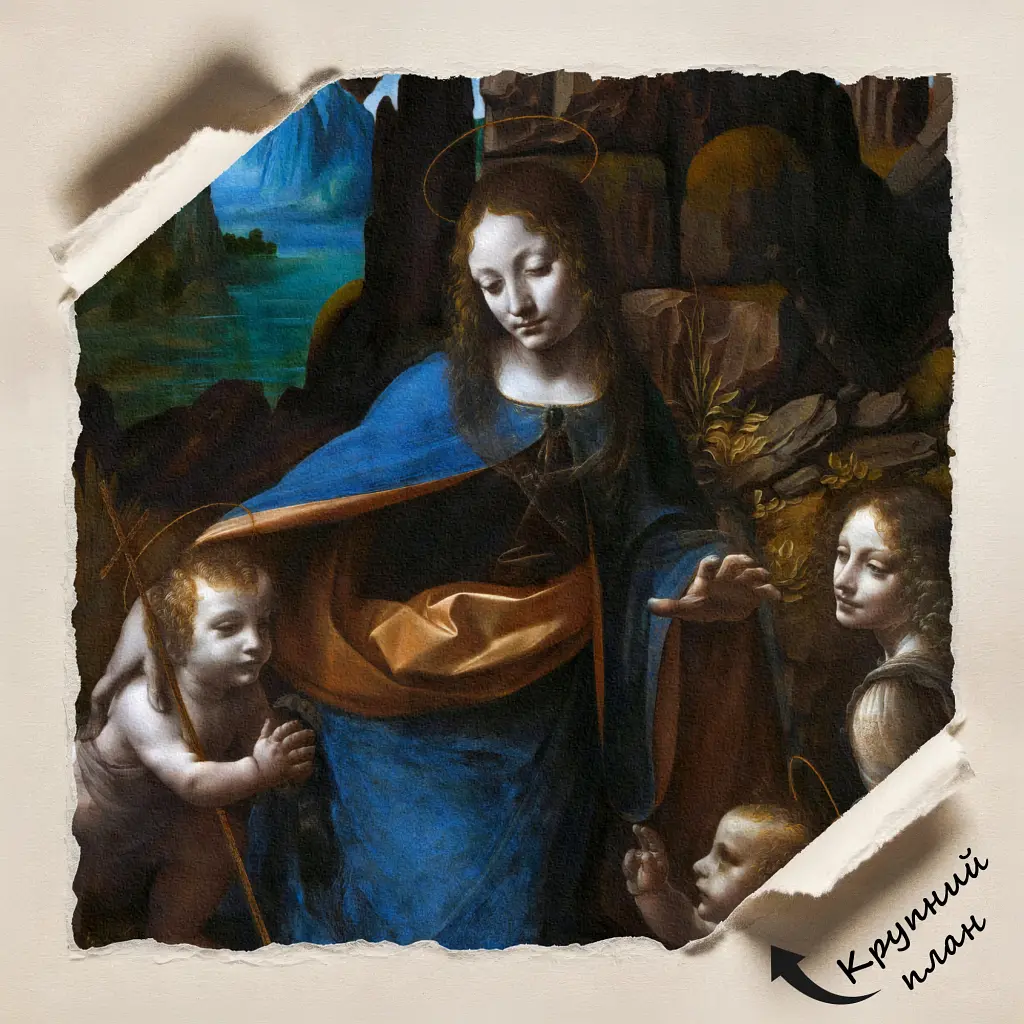 Інтер'єрна картина Мадонна в скелях, Леонардо да Вінчі, Leonardo da Vinci, Virgin of the Rocks, 60×40 см (id6758) - фото 4