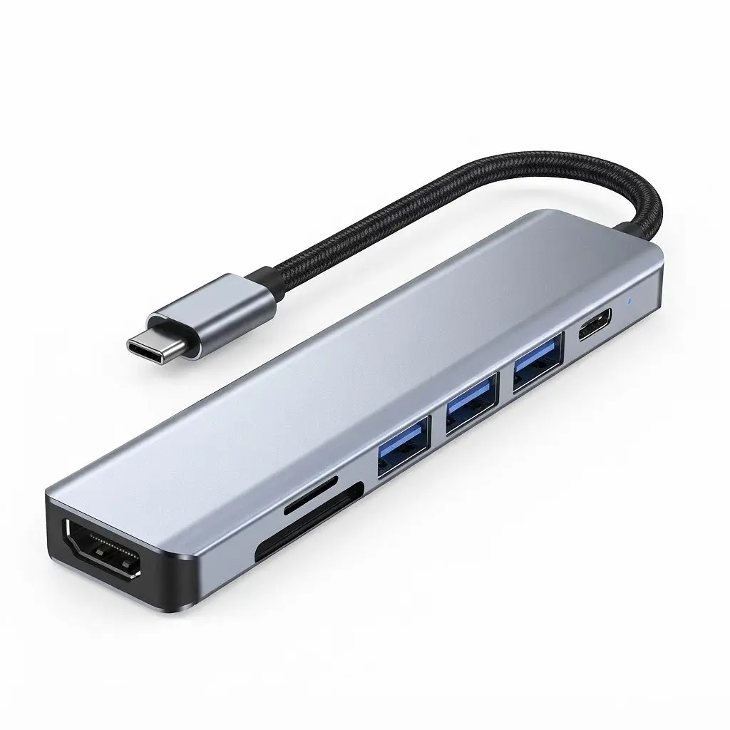 USB-хаб 7в1 Концентратор XoKo RJ45 + HDMI + 2xUSB (Type-C / USB 3.0 / PD / Ethernet)