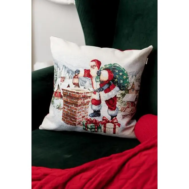 Наволочка гобеленова Прованс Снігова зима Санта 45х45 см (37193) - фото 2