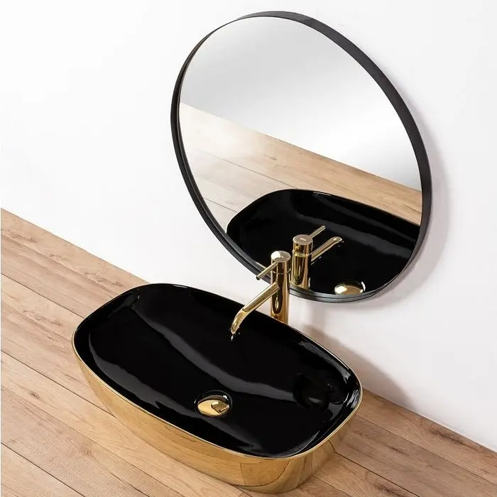 Умивальник Rea Rich 38,5x60,5 black/gold (REA-U9600) - фото 5