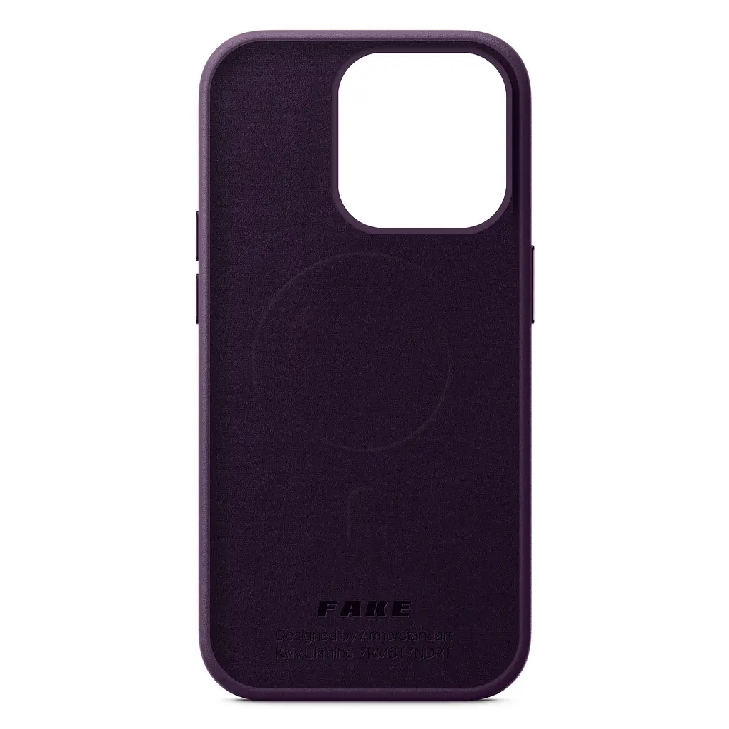 Кожаный чехол-панель для Apple iPhone 14 Pro, FAKE Leather Case, фиолетовый, искусственная кожа, премиальный, противоударный, защита всего корпуса, с мягкой подкладкой, поддержка MagSafe и беспроводной зарядки, ArmorStandart (ARM64398) - фото 2