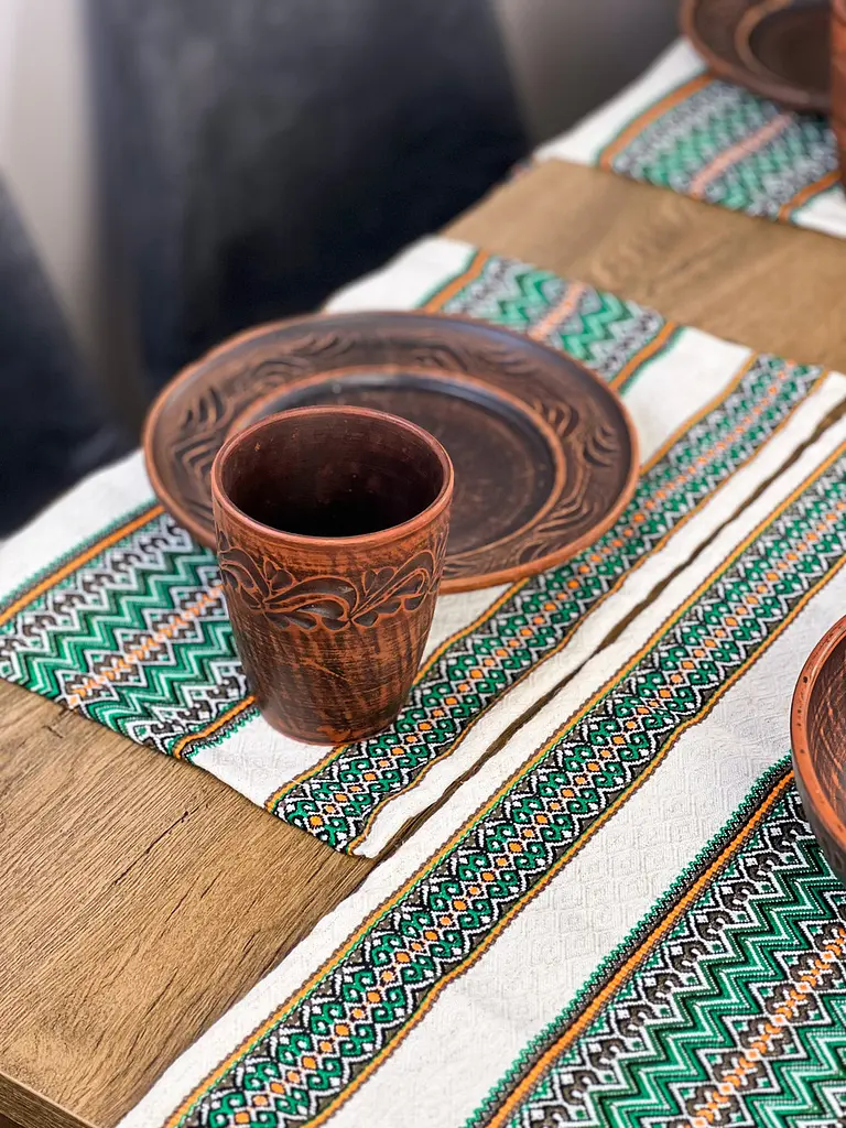 Льняная дорожка с украинским орнаментом Рандеву 170х40 см 3 шт. Зеленый - фото 10