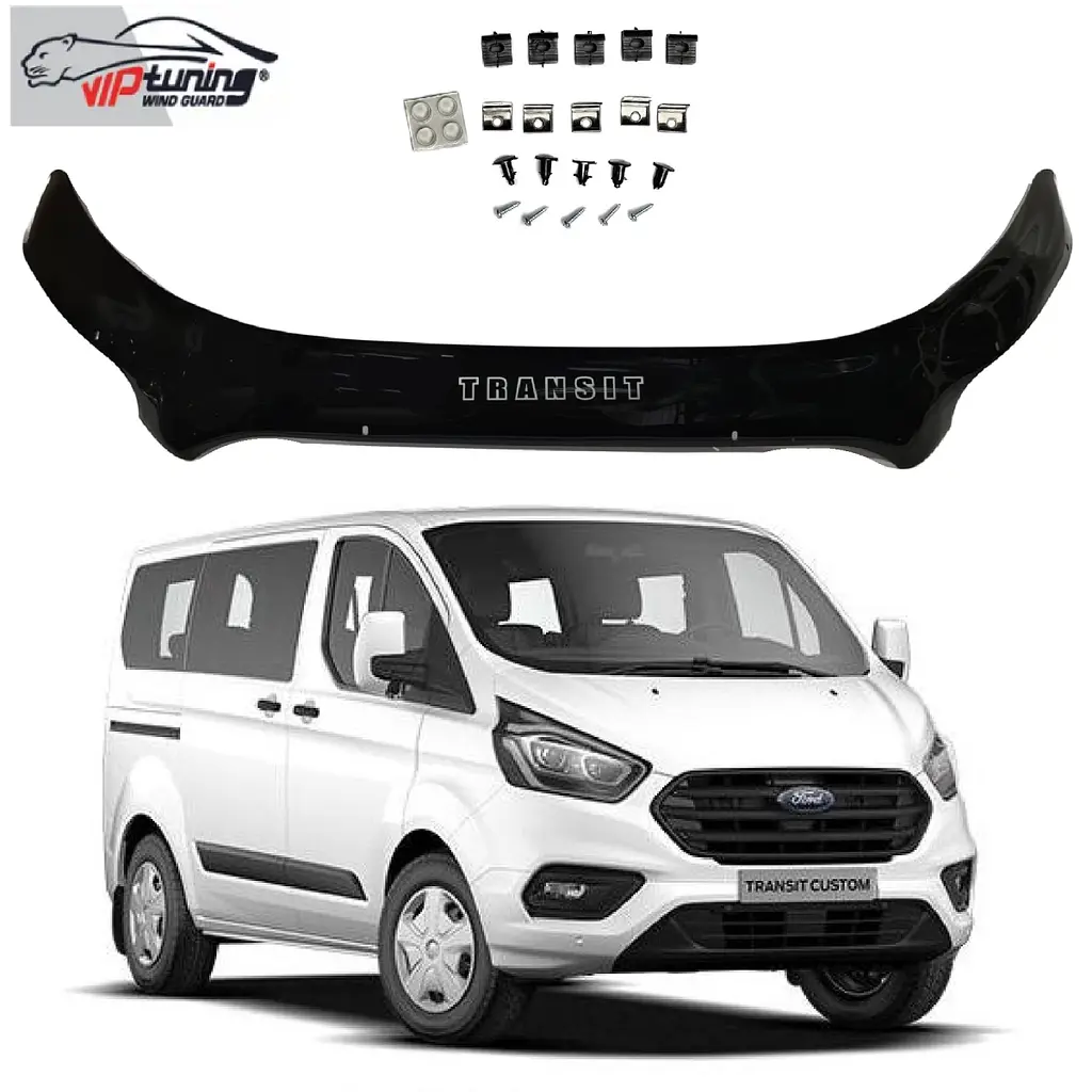 Дефлектор капоту мухобійка для Ford Transit c 2014- Євро Кріплення (Vip Tuning) FR47