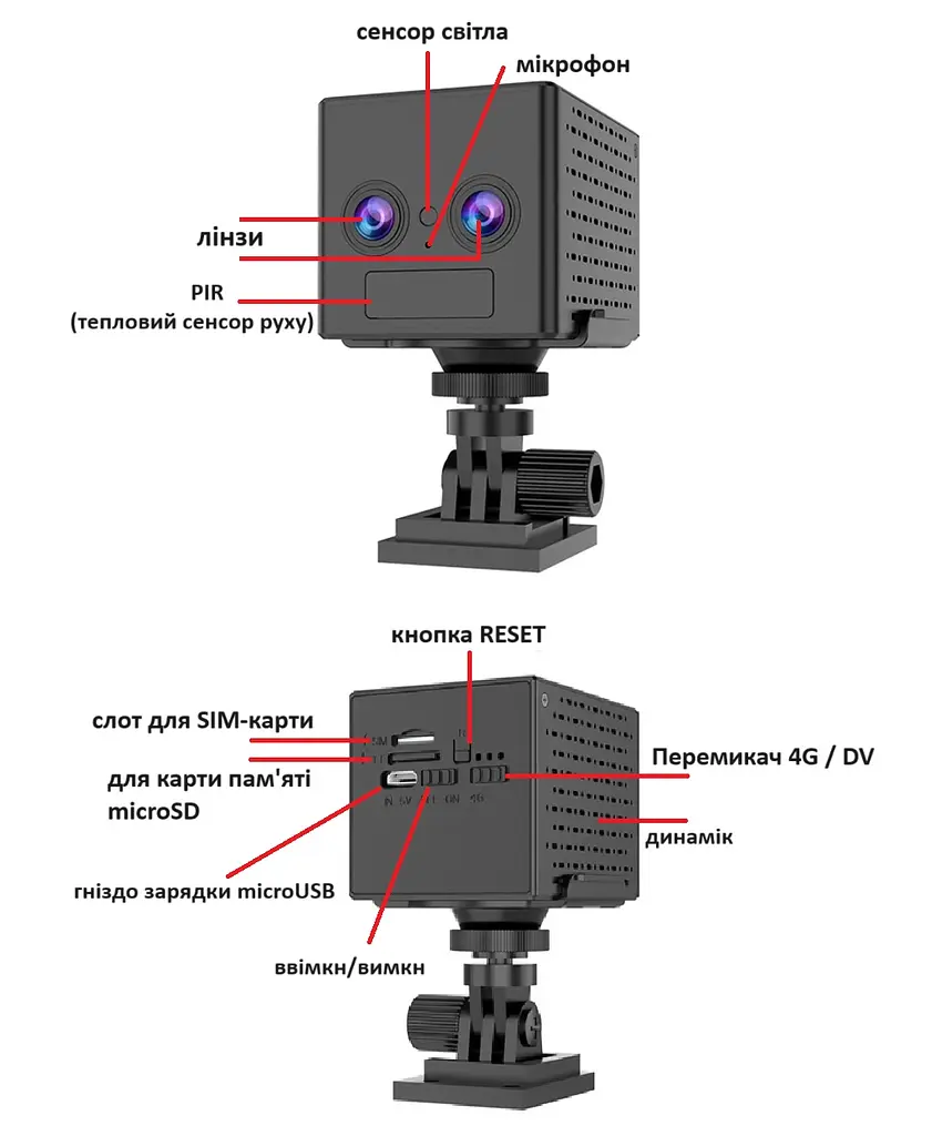 IP Мінікамера VStarcam CB75D з двома лінзами та підтримкою 4G Sim-карти віддалений перегляд тепловий датчик руху PIR нічний запис - фото 3