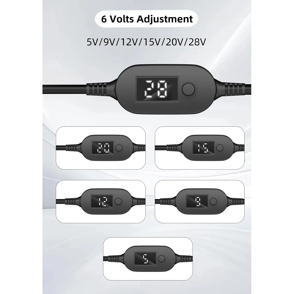 Кабель живлення USB-C to DC 5.5x2.5mm 1.0m 5V/9V/12V/15V/20V/28V 140W black XoKo (XK-K695) - фото 3