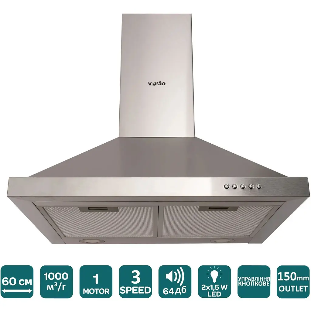 Вытяжка Ventolux Lazio 60 INOX (1000) LED - фото 2