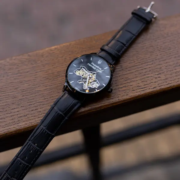 Наручний годинник чоловічий Besta Skeleton UA Black Чорний (3121) - фото 6