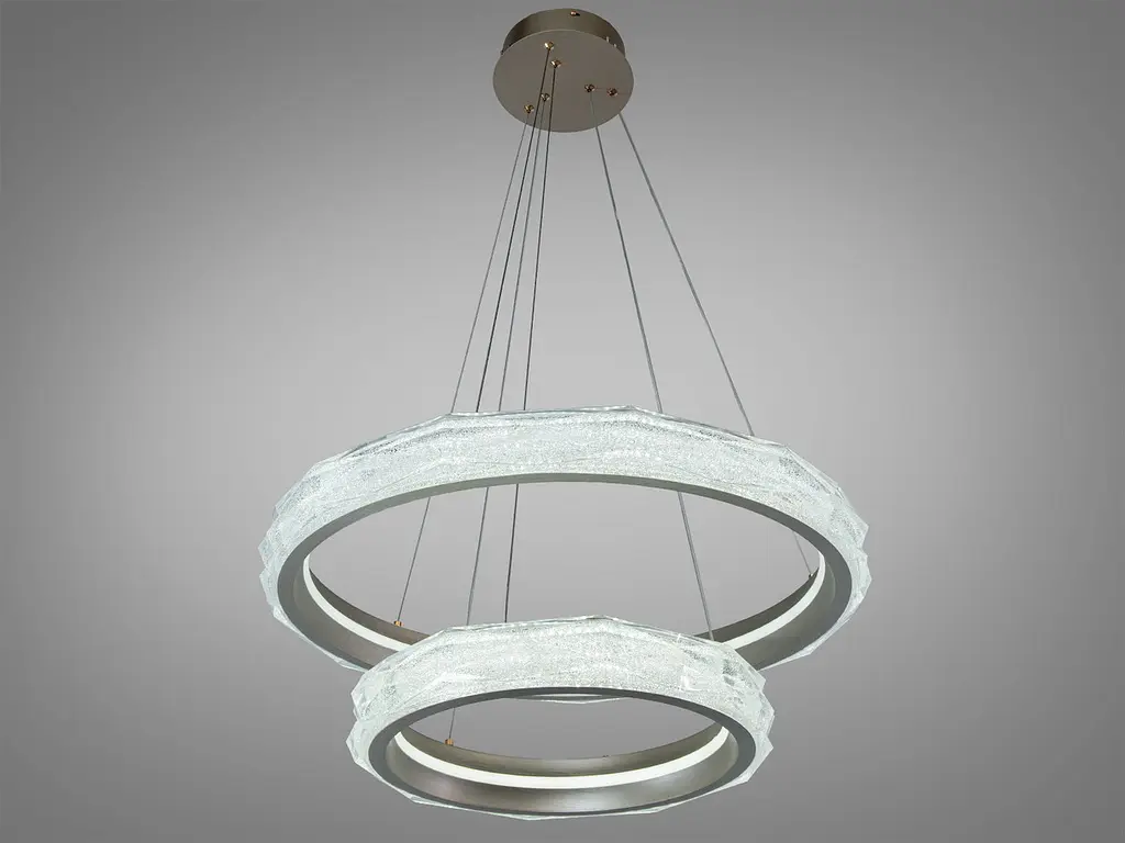 Золота підвісна LED-люстра Diasha 583-600+400G, 2 кільця, 152Вт, 60 см, до 21 м² - фото 2