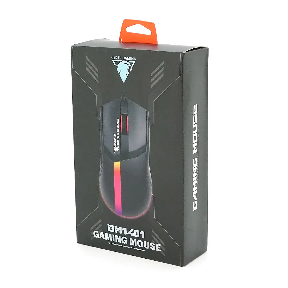 Миша провідна JEDEL GM1401, 7 кнопок, 1000/2000/3200/5600/7600/12400DPI, кабель 1,5 м. RGB підсвічування. Black. Box - фото 2