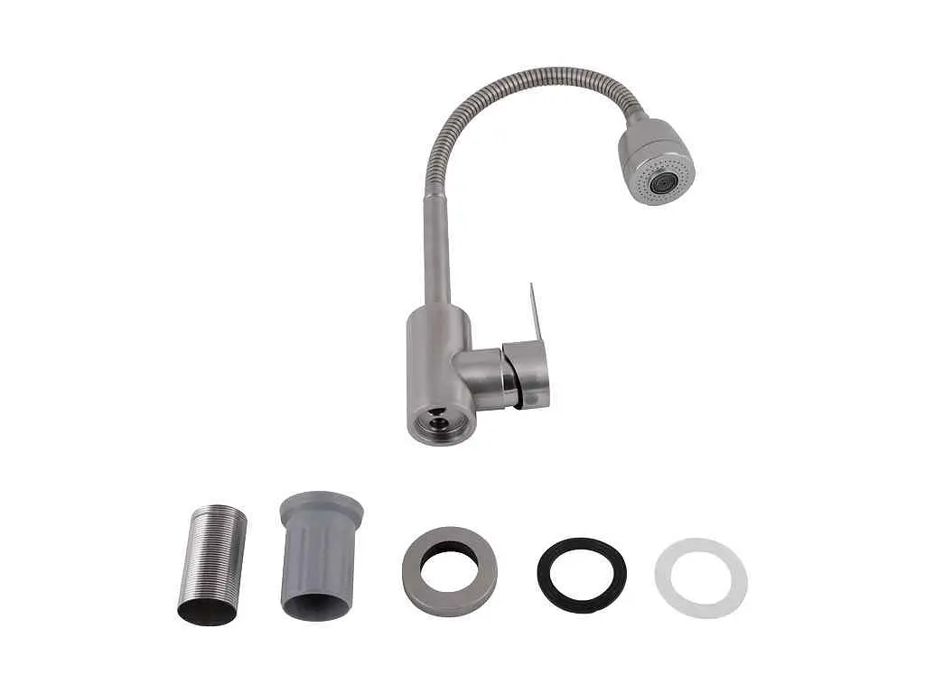 Змішувач Brinex на мийку сірий Pure 015F41 (k35) з гнучким виливом BRIPUR015F41NKL - фото 5
