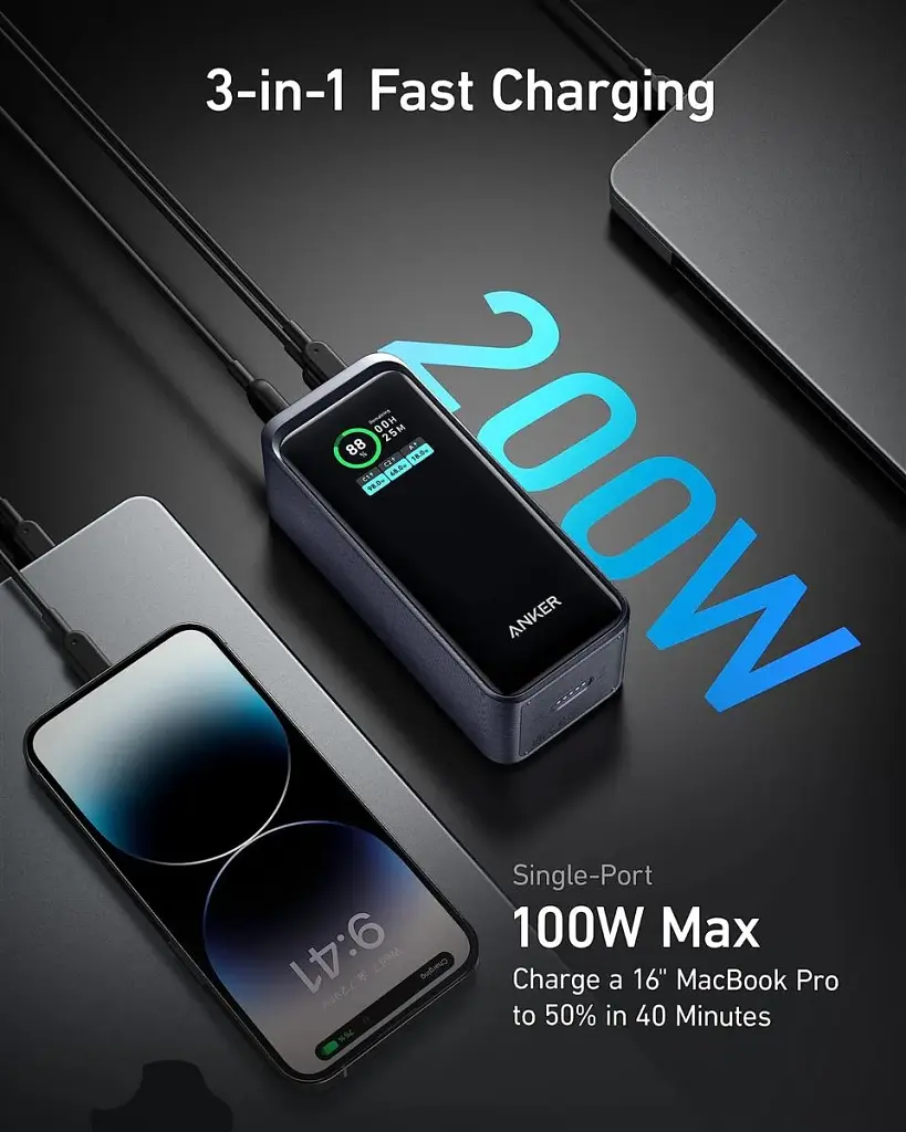 Універсальна мобільна батарея Anker Prime 20000mAh 200W Black (A1336011) - фото 10