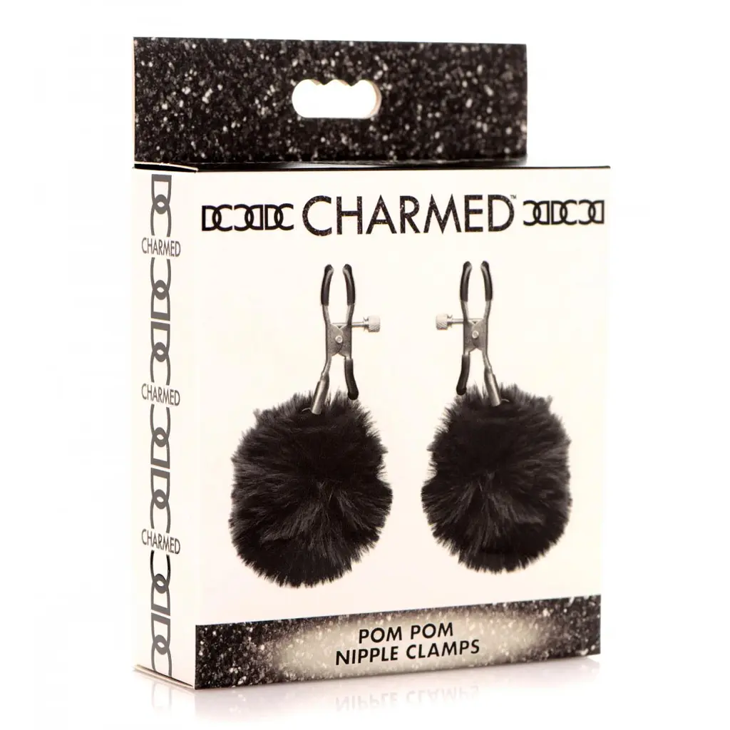 Затискачі на соски Charmed Pom Pom Nipple Clamps BLACK, чорний - фото 2