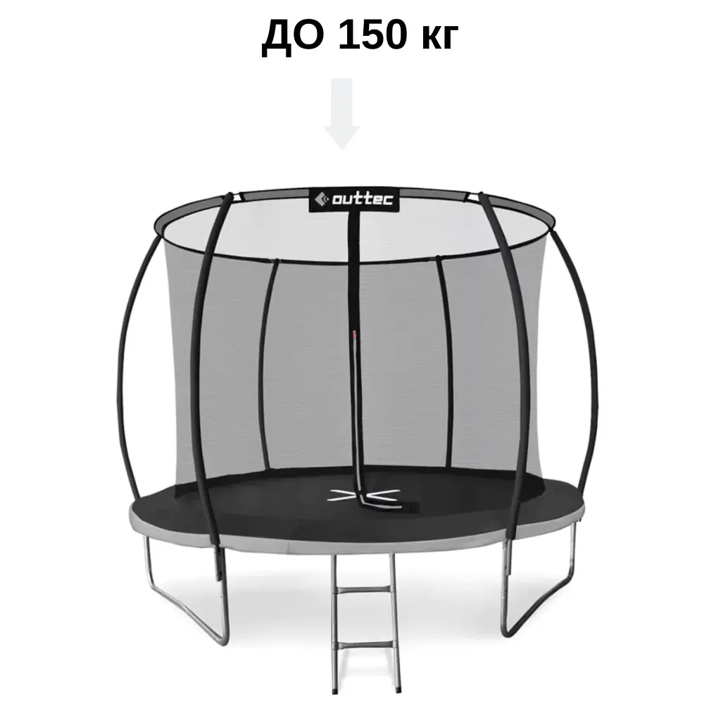 Батут Outtec Premium 12ft (374см) чорно-сірий з внутрішньою сіткою - фото 4