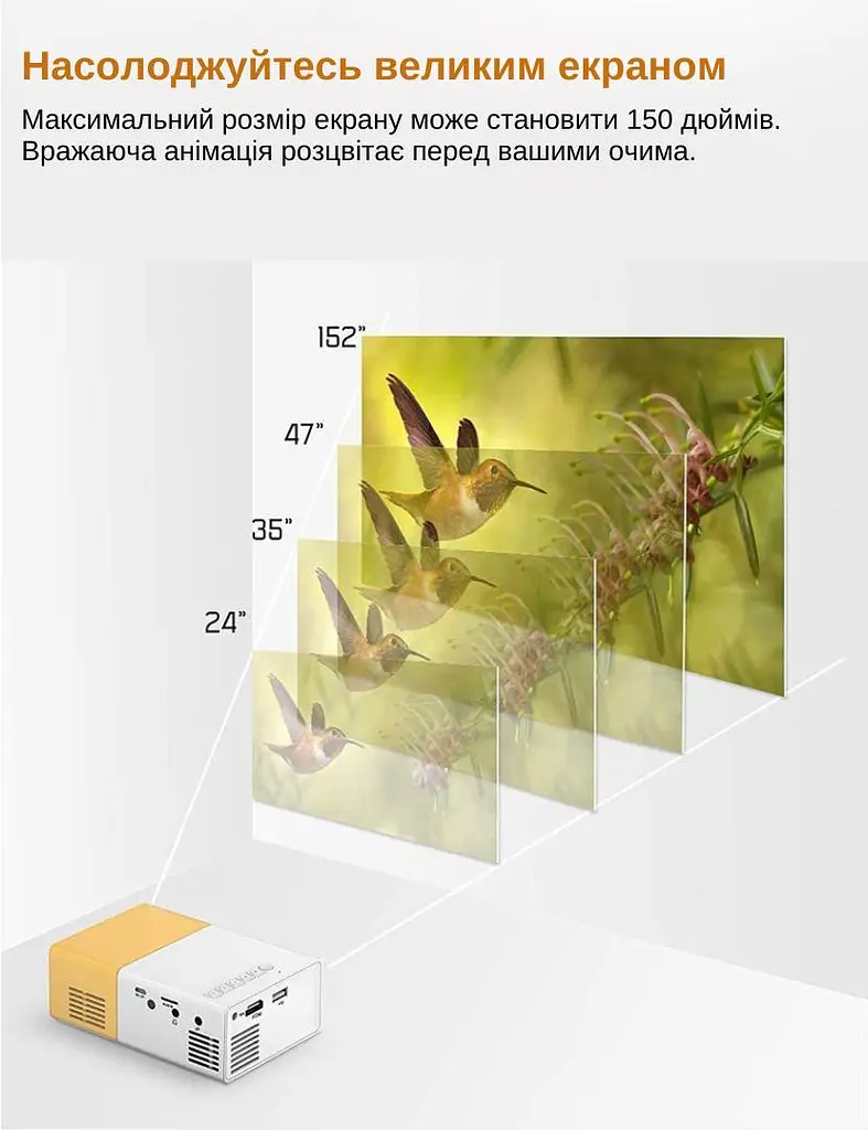Проектор XON SmartView CY200 320x240P, 600Lm (XVAA0302BW 1691) Чорний/Білий - фото 12