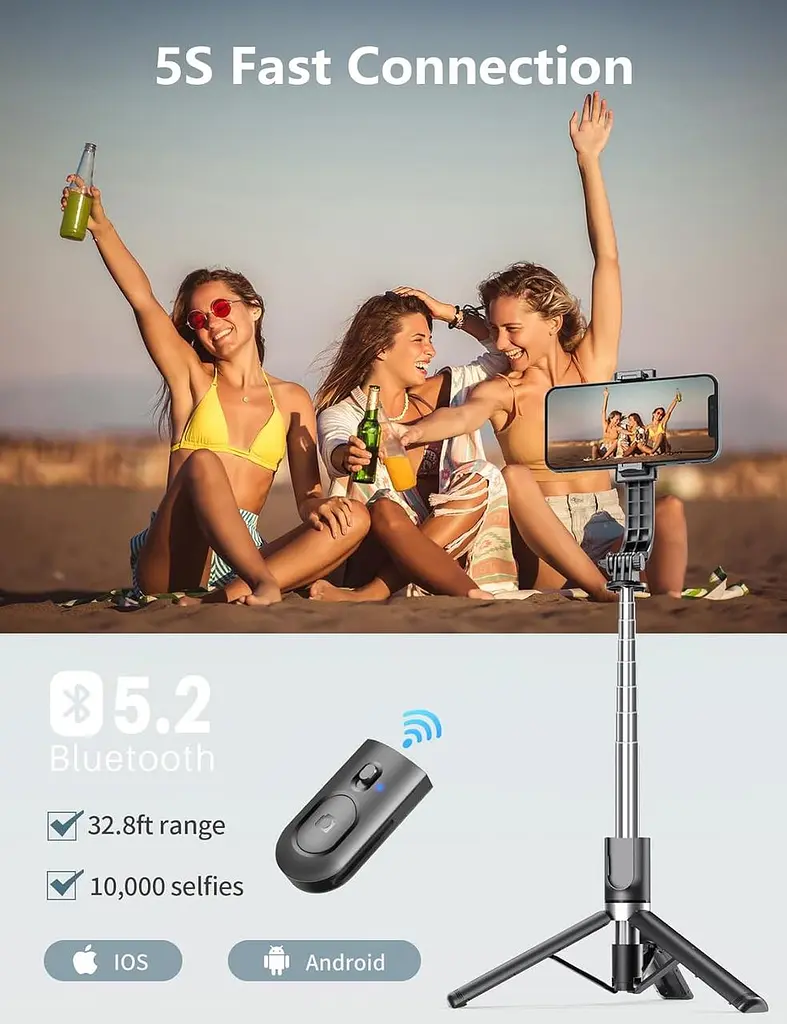 Селфі-палиця зі штативом 114 см, підсвіткою та Bluetooth-пультом - фото 2