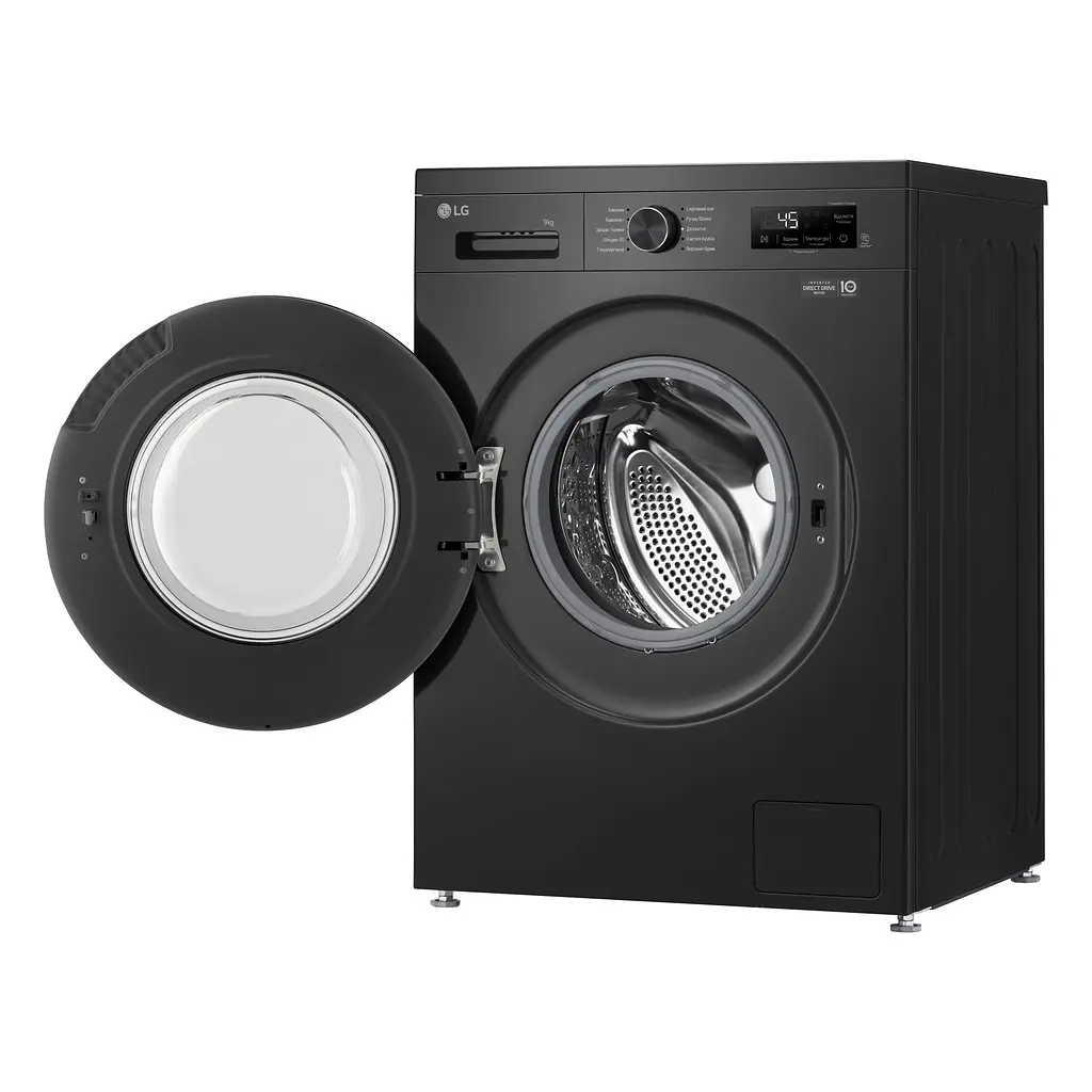 Пральна машина LG фронтальна, 9кг, 1200, A+++, 55см, дисплей, пара, інвертор, чорний (F2Y1VS5J) - фото 4