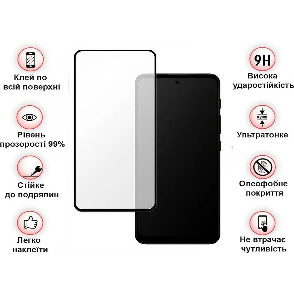 Защитное стекло BeCover для Motorola Moto E30 / E40 Black (708143) - фото 2