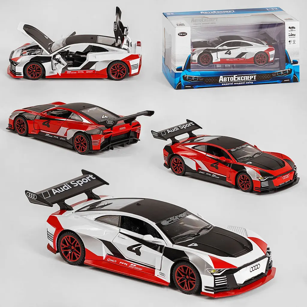 Колекційна металева модель спорткара АвтоЕксперт Audi E-tron Vision Gran Turismo з інерцією, світлом та звуком 1:32 - фото 10