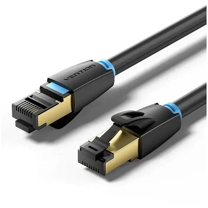 Патч-корд 5м, S/FTP cat 8 RJ-45 black Vention (IKABJ) - фото 1