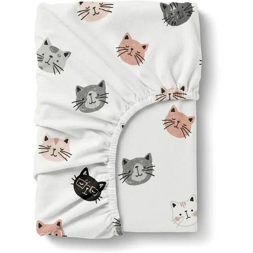 Простирадло Cosas на резинці фланель 80х160 playful cats, сірий (Flannel_PlayfulCats_80x160x20) - фото 1