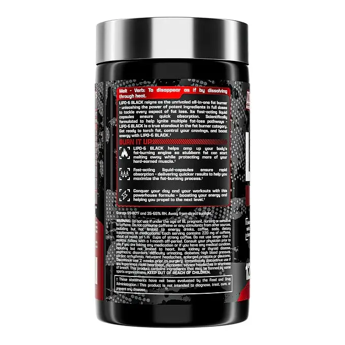 Жиросжигатель Nutrex Research Lipo-6 Black Extreme Potency, 120 капсул - фото 2