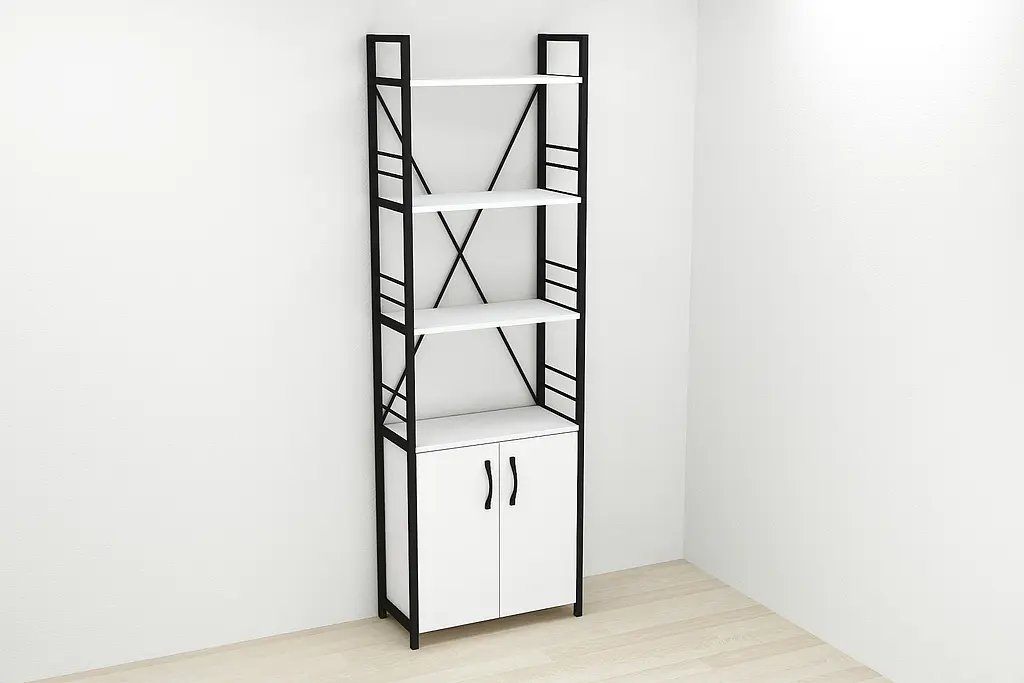 Етажерка 4/60 Ferrum-decor Серії Конект із тумбою 179x60x28 Чорний ДСП Білий (FRD-104484) - фото 2
