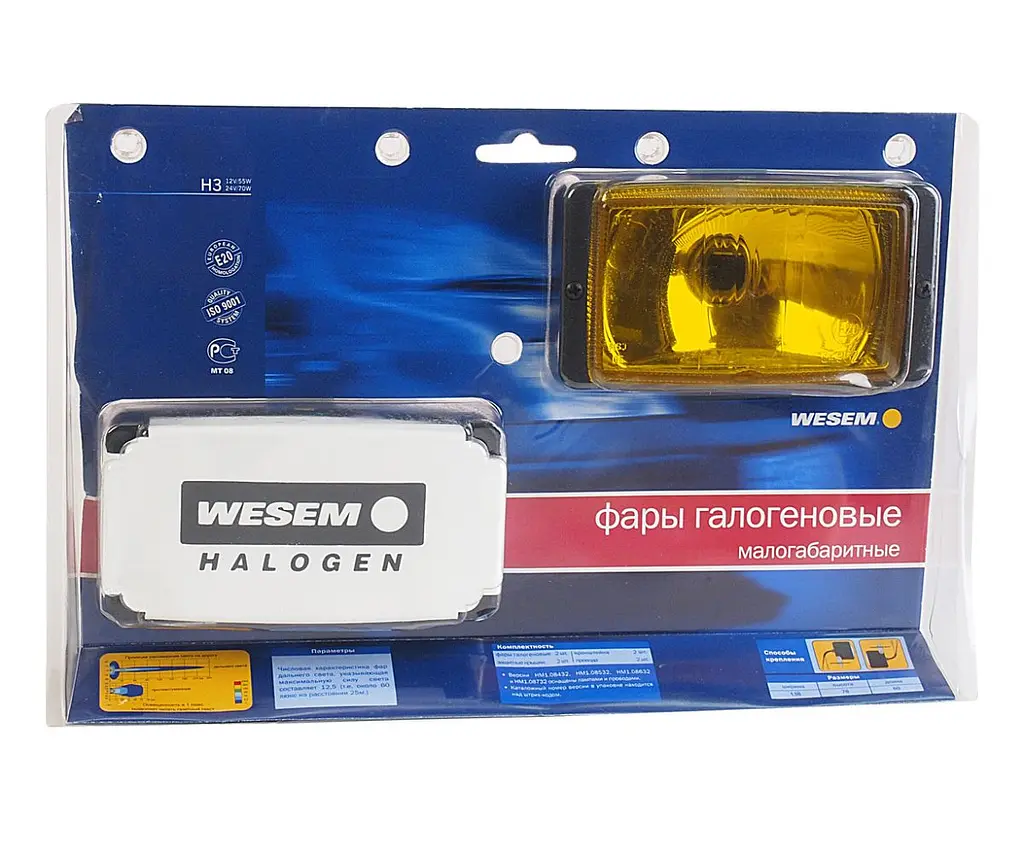 Протитуманна фара Wesem 138х78 mm / ближнє світло / з кришкою / Жовті (HMz 083.31) - фото 4