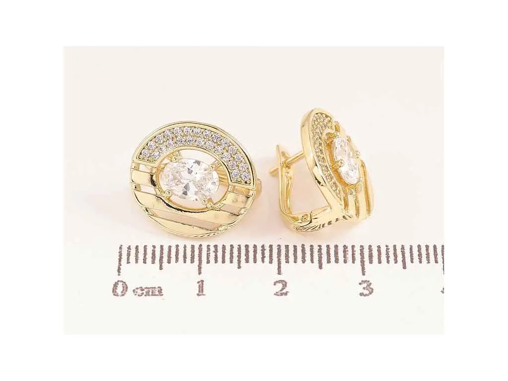 Сережки Xuping англійська застібка Позолота 14K "Візерунок з кристалами" 301618 - фото 2