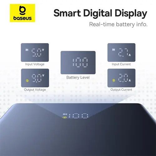 Універсальна мобільна батарея Baseus PicoGo Digital Display 10 000 mAh 20W чорний P10076801123-00 - фото 5