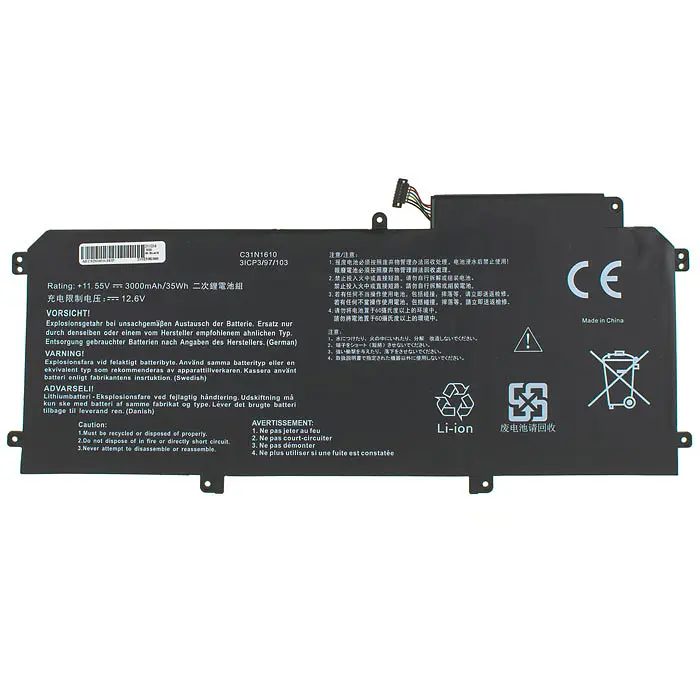 Батарея для ноутбука Asus C31N1610 (ZenBook UX330CA) 11.55V 3000mAh Чорний - фото 2