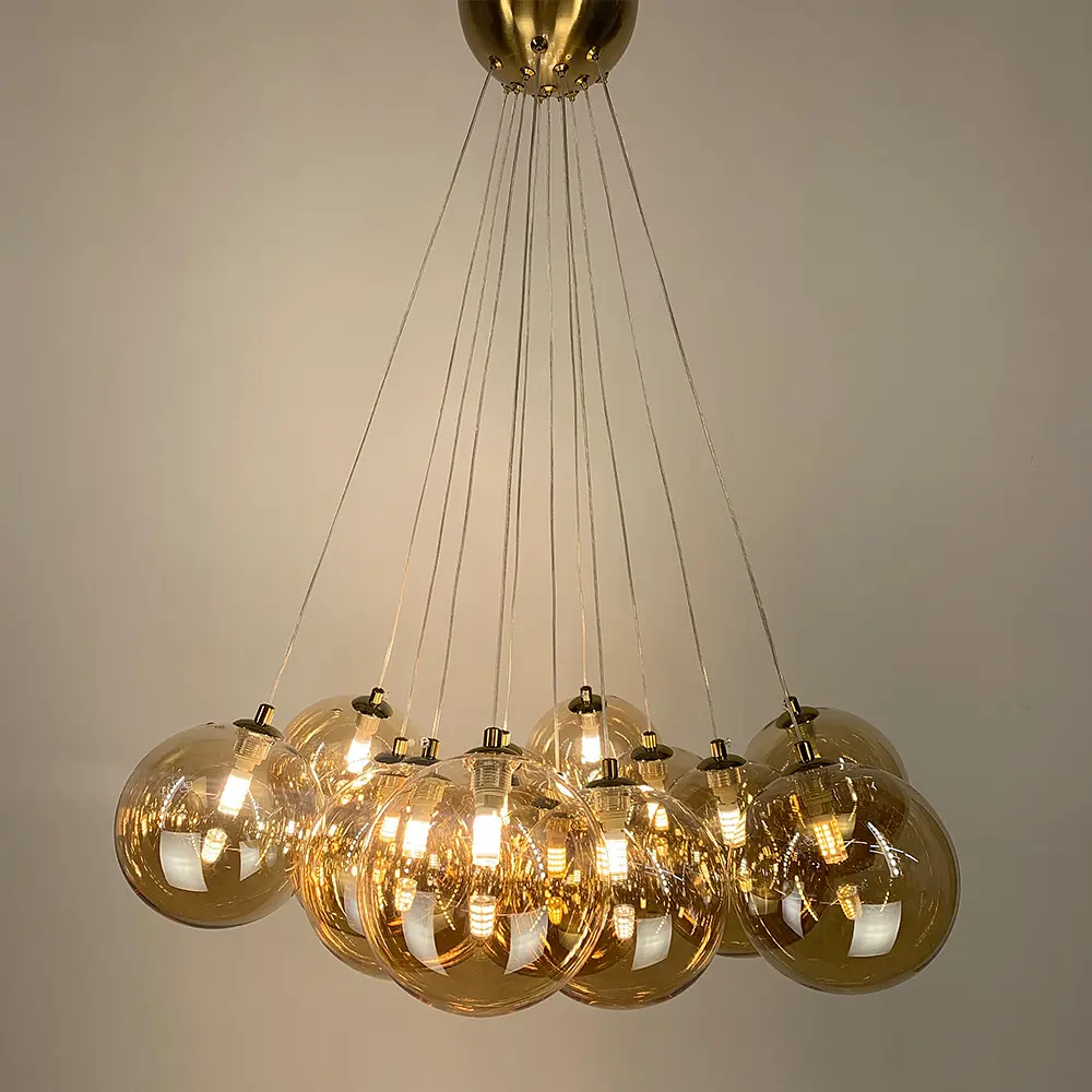 Люстра-пучок с янтарными плафонами Line.F MJ 142-650 AB+AM - фото 4