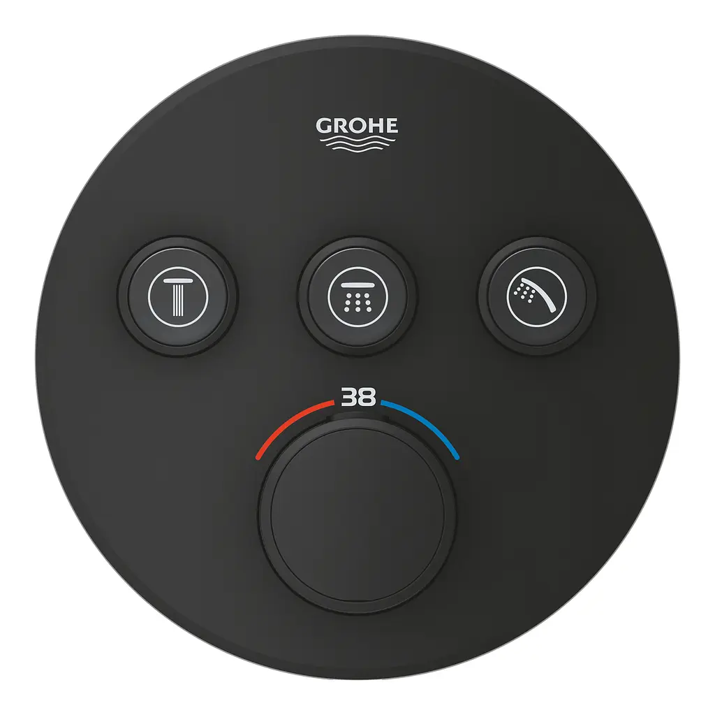 Термостат для встраиваемого монтажа на 3 выхода Grohe Grohtherm SmartControl 29508KF0, Черный матовый - фото 3