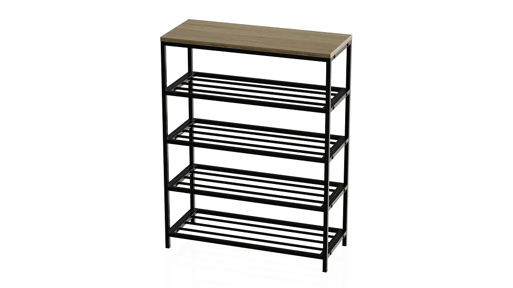 Полиця для взуття Слайм 4 Ferrum-decor 820x630x260 Чорний метал ДСП Дуб Сонома 16 мм (FRD-105162) - фото 7