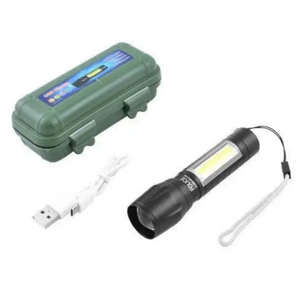 Світлодіодний ліхтарик Bailong Police COB USB BL-511 BL-515 BL-513 у пластиковому чохлі - фото 7