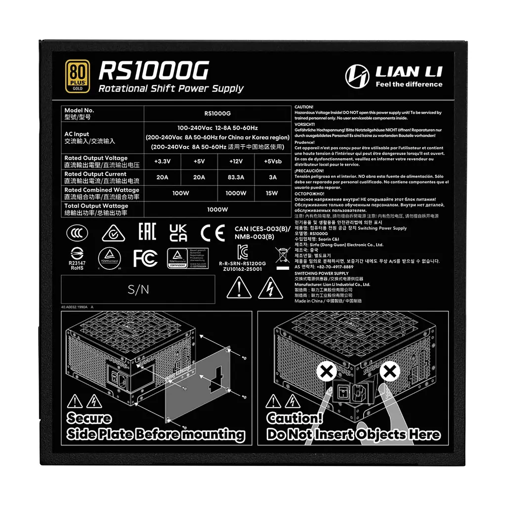 Блок живлення Lian Li 1000W (G9P.RS1000G.BH00.EU) - фото 8