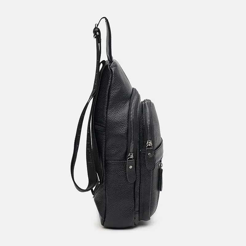 Чоловічий рюкзак через плече Borsa Leather k1338-black 30х17х8 см Чорний - фото 4
