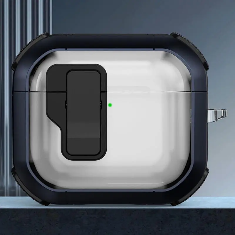 Футляр протиударний Locking Button для навушників Airpods 4 Blue - фото 2