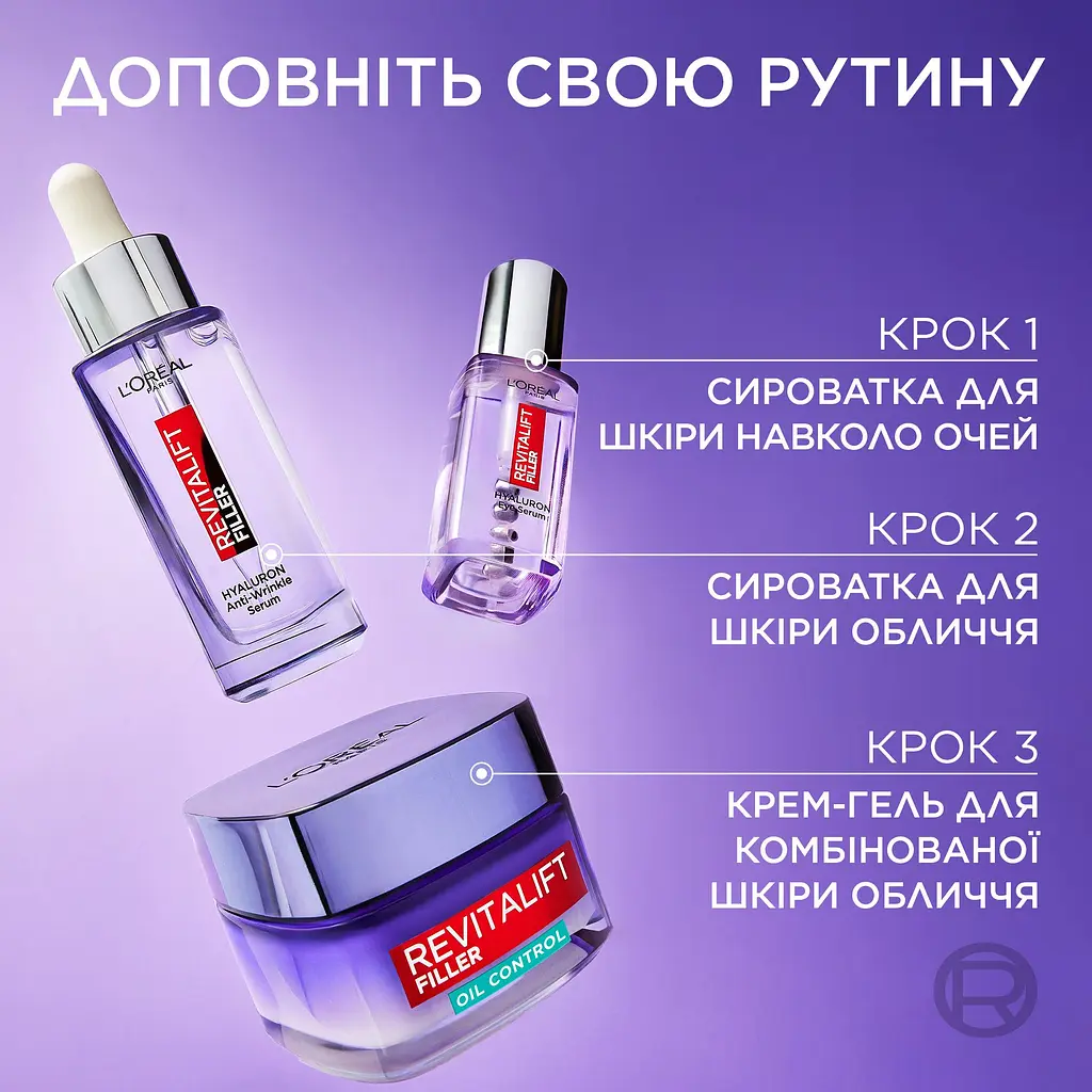 Денний антивіковий гель-крем L'Oreal Paris Revitalift Filler для комбінованої шкіри обличчя 50 мл - фото 7