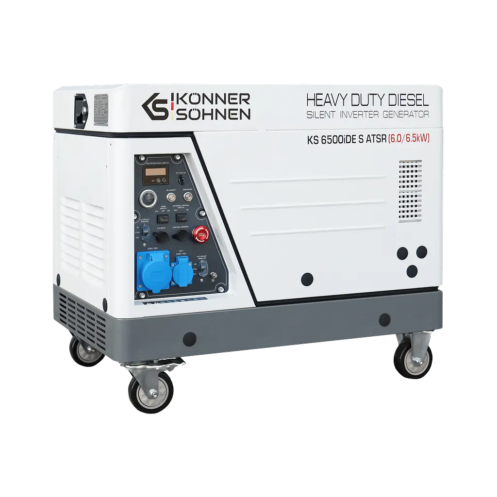 Генератор дизельний інверторний Konner&Sohnen KS 6500iDE S ATSR у шумозахисному кожусі 230В, 6.0-6.5кВт, електростартер, 119кг