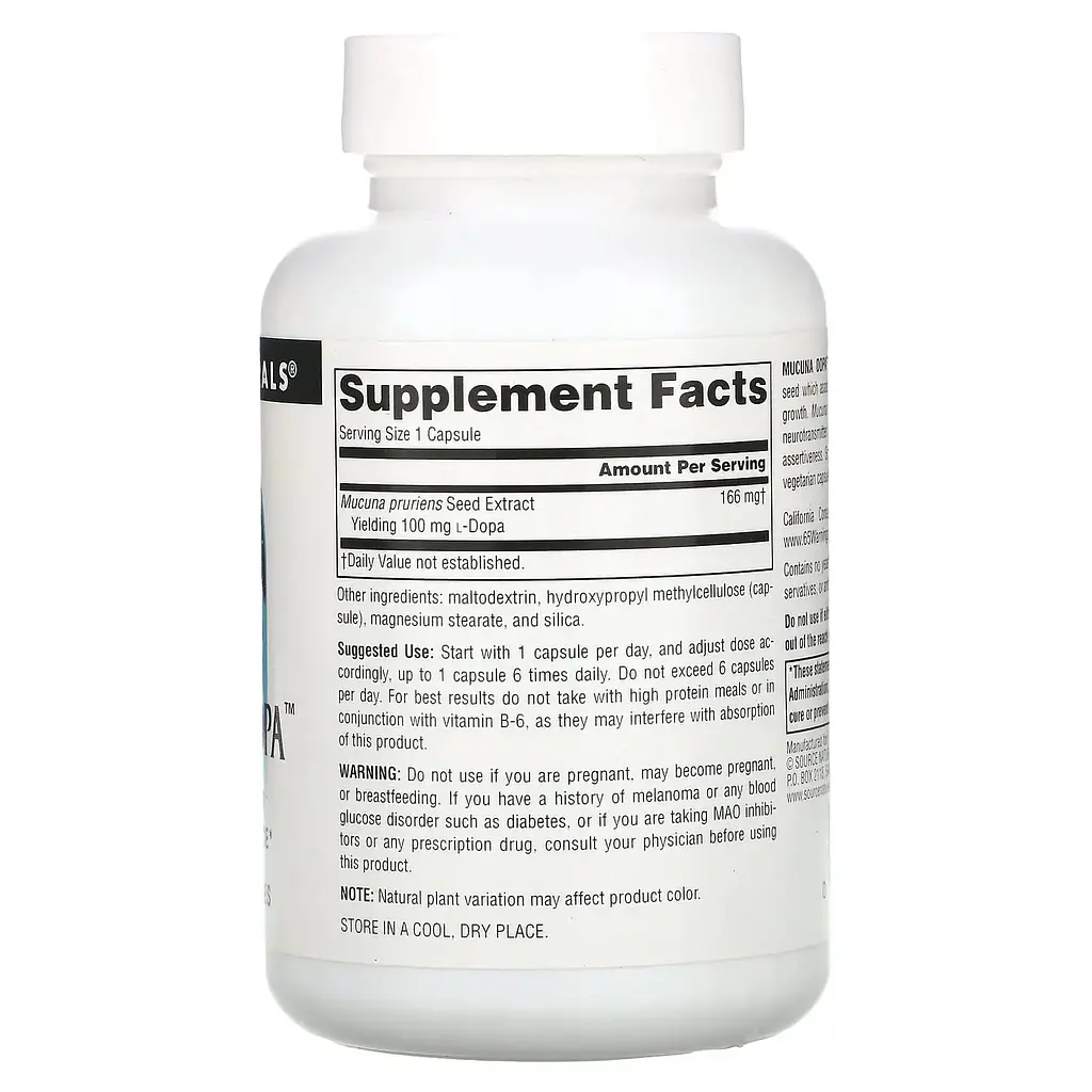 Інші екстракти Mucuna Dopa 100 mg 60 caps Source Naturals vit0005874 - фото 2